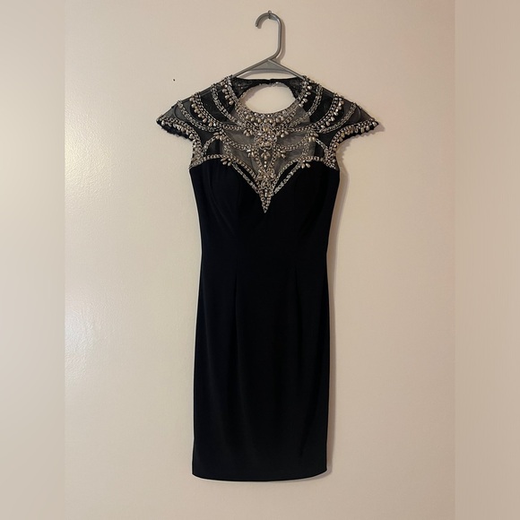 Mac Duggal Black Bodycon Cocktail Dress High Neck 65273N - Picture 8 of 15